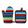 Ethnic Mexican Serape Pattern Print Oven Mitt And Pot Holder Set