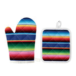 Ethnic Mexican Serape Pattern Print Oven Mitt And Pot Holder Set