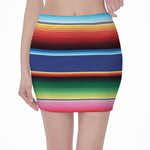 Ethnic Mexican Serape Pattern Print Pencil Mini Skirt