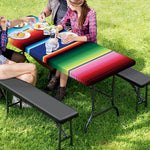Ethnic Mexican Serape Pattern Print Picnic Table Cover