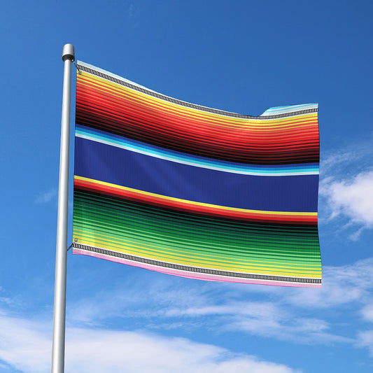 Ethnic Mexican Serape Pattern Print Polyester Flag