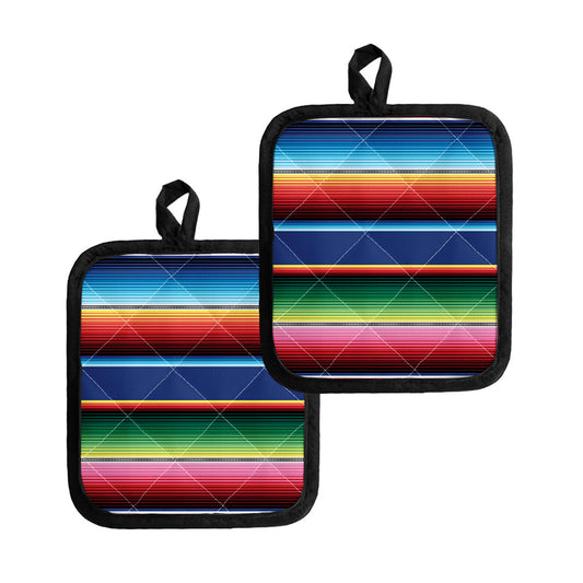 Ethnic Mexican Serape Pattern Print Pot Holders