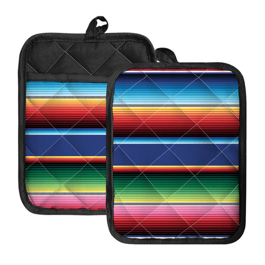 Ethnic Mexican Serape Pattern Print Pot Holders With Pocket