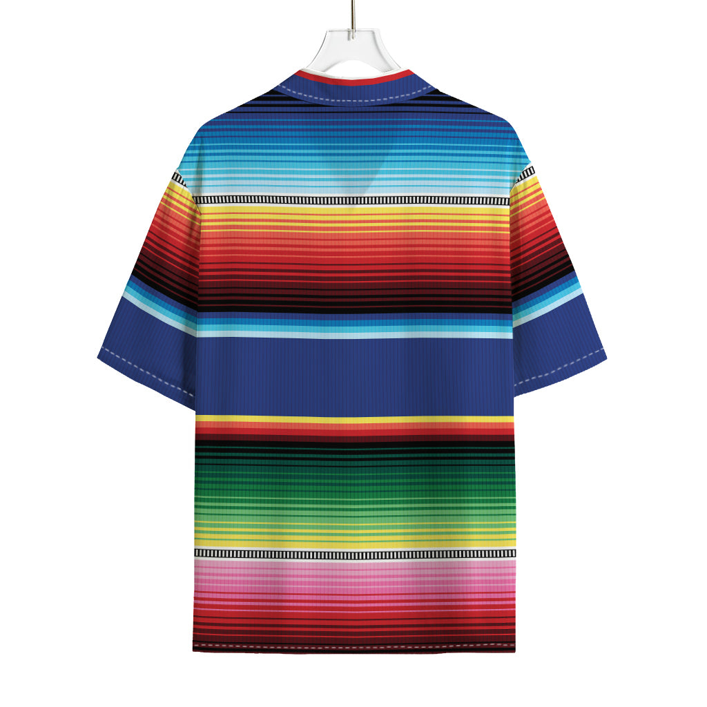 Ethnic Mexican Serape Pattern Print Rayon Hawaiian Shirt