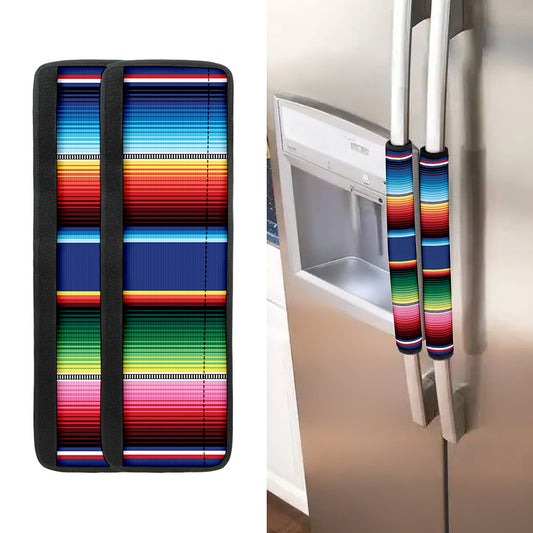 Ethnic Mexican Serape Pattern Print Refrigerator Handle Covers