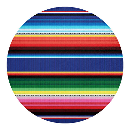 Ethnic Mexican Serape Pattern Print Round Blanket