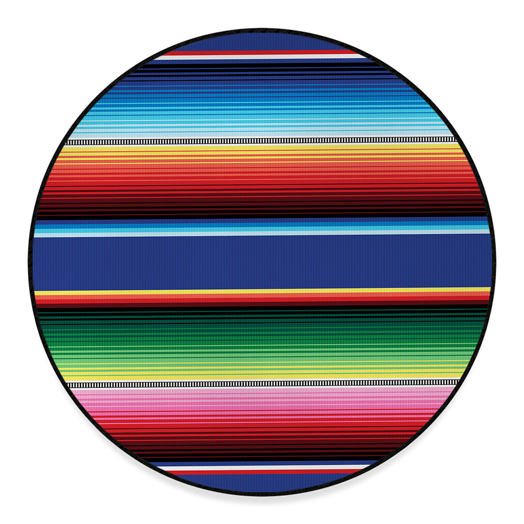 Ethnic Mexican Serape Pattern Print Round Floor Mat