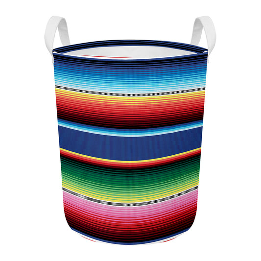 Ethnic Mexican Serape Pattern Print Round Laundry Basket