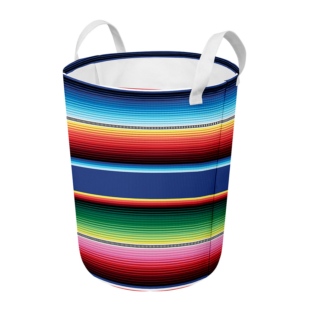 Ethnic Mexican Serape Pattern Print Round Laundry Basket