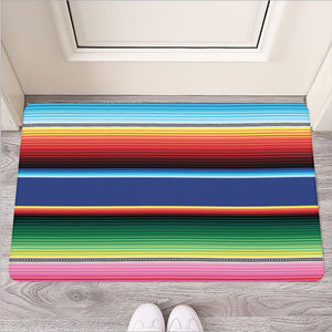 Ethnic Mexican Serape Pattern Print Rubber Doormat