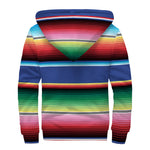 Ethnic Mexican Serape Pattern Print Sherpa Lined Zip Up Hoodie