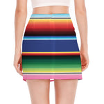 Ethnic Mexican Serape Pattern Print Side Slit Mini Skirt