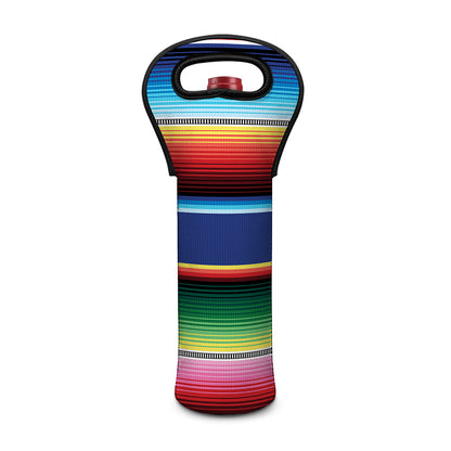 Ethnic Mexican Serape Pattern Print Single Neoprene Wine Tote