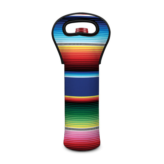 Ethnic Mexican Serape Pattern Print Single Neoprene Wine Tote