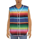 Ethnic Mexican Serape Pattern Print Sleeveless Baseball Jersey