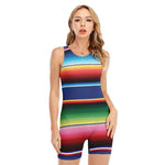 Ethnic Mexican Serape Pattern Print Sleeveless One Piece Swimsuit