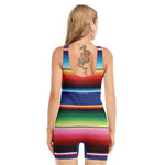 Ethnic Mexican Serape Pattern Print Sleeveless One Piece Swimsuit