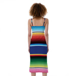 Ethnic Mexican Serape Pattern Print Slim Fit Midi Cami Dress
