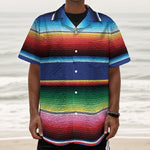 Ethnic Mexican Serape Pattern Print Textured Short Sleeve Shirt
