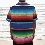 Ethnic Mexican Serape Pattern Print Textured Short Sleeve Shirt