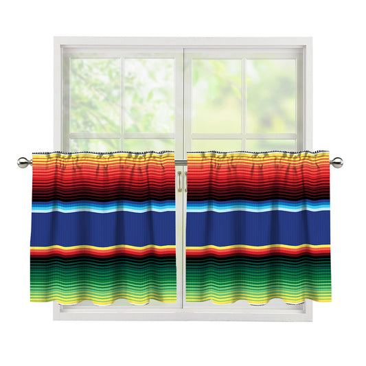 Ethnic Mexican Serape Pattern Print Tier Curtains