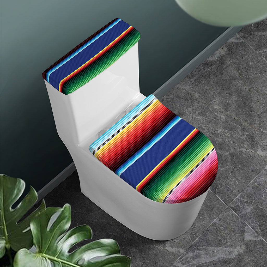 Ethnic Mexican Serape Pattern Print Toilet Lid And Tank Cover Set