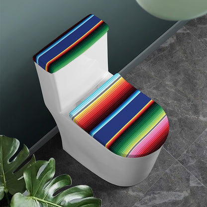 Ethnic Mexican Serape Pattern Print Toilet Lid And Tank Cover Set