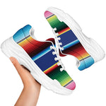 Ethnic Mexican Serape Pattern Print White Chunky Shoes