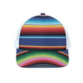 Ethnic Mexican Serape Pattern Print White Mesh Trucker Hat