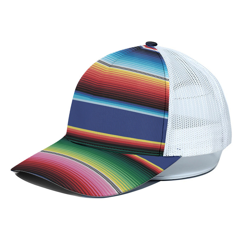 Ethnic Mexican Serape Pattern Print White Mesh Trucker Cap