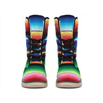 Ethnic Mexican Serape Pattern Print Winter Boots