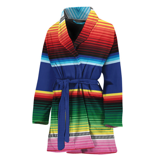 Ethnic Mexican Serape Pattern Print Women's Bathrobe
