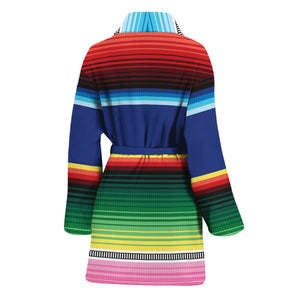 Ethnic Mexican Serape Pattern Print Women's Bathrobe