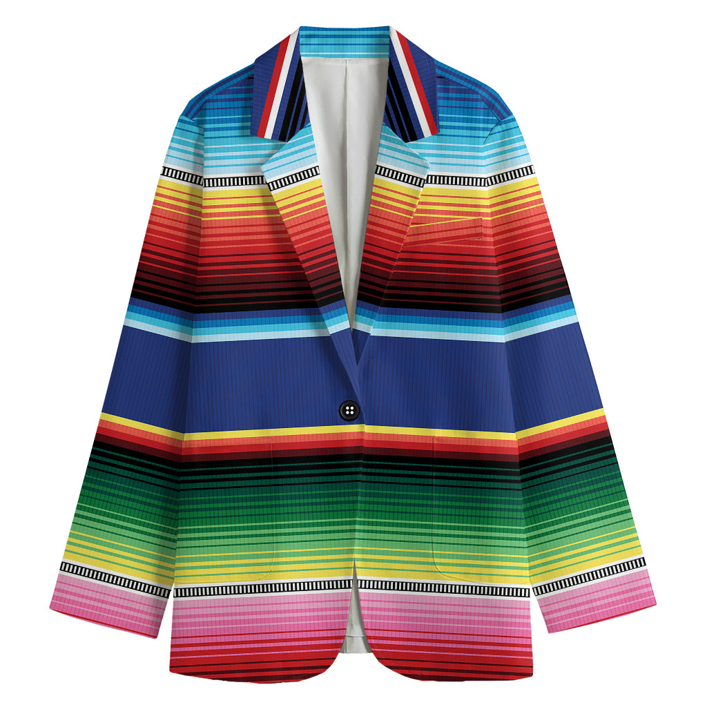 Ethnic Mexican Serape Pattern Print Women's Blazer
