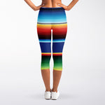 Ethnic Mexican Serape Pattern Print Women's Capri Leggings