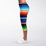 Ethnic Mexican Serape Pattern Print Women's Capri Leggings