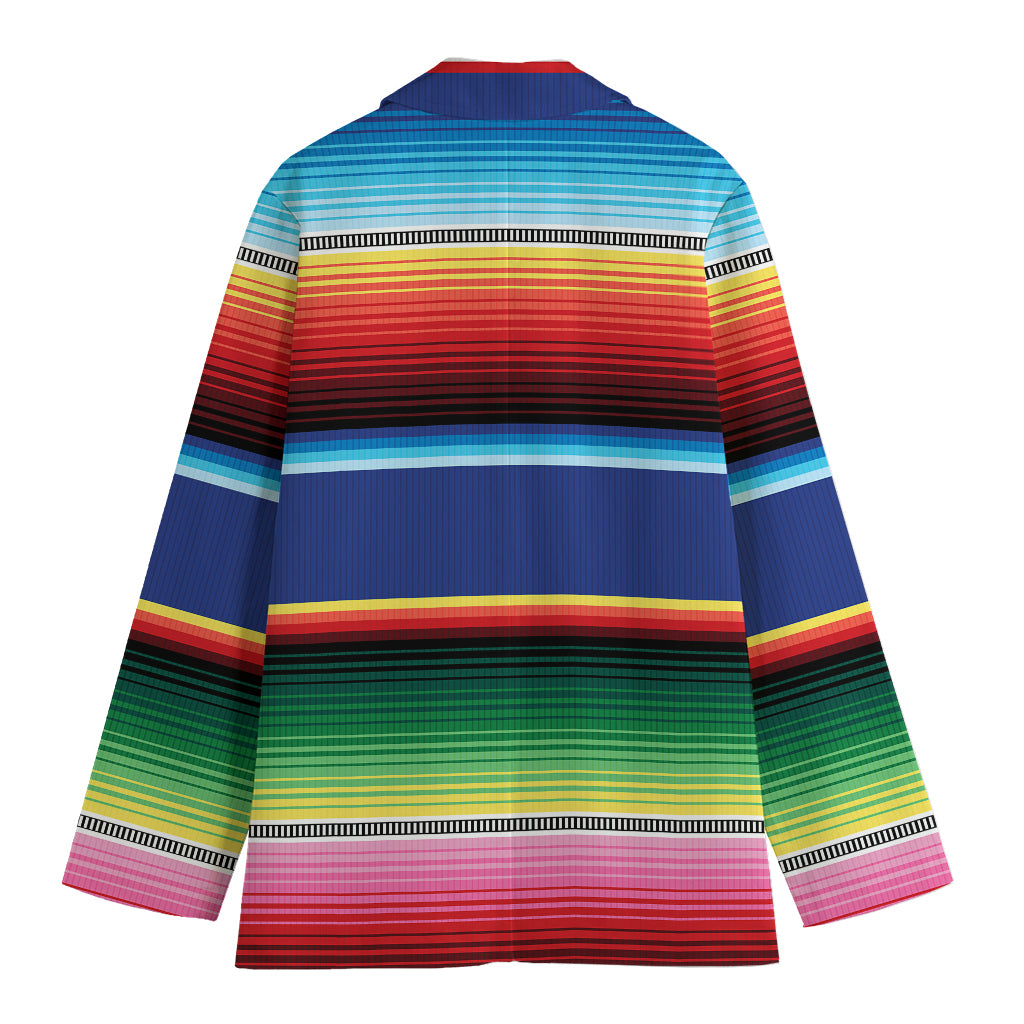 Ethnic Mexican Serape Pattern Print Women's Cotton Blazer
