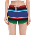 Ethnic Mexican Serape Pattern Print Women's Split Running Shorts