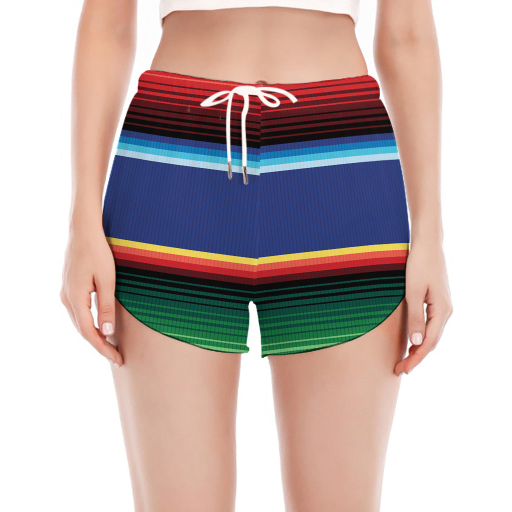 Ethnic Mexican Serape Pattern Print Women's Split Running Shorts