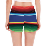 Ethnic Mexican Serape Pattern Print Women's Split Running Shorts