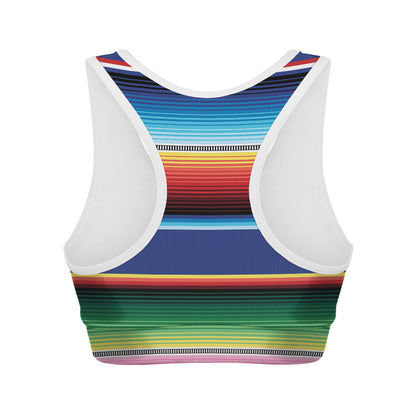 Ethnic Mexican Serape Pattern Print Women's Sports Bra