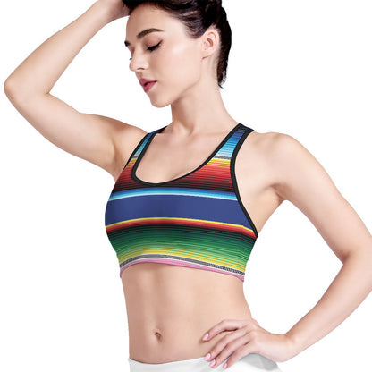 Ethnic Mexican Serape Pattern Print Women's Sports Bra