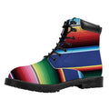 Ethnic Mexican Serape Pattern Print Padded Collar Lace Up Boots