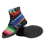 Ethnic Mexican Serape Pattern Print Work Boots