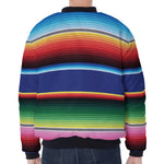 Ethnic Mexican Serape Pattern Print Zip Sleeve Bomber Jacket