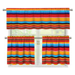 Ethnic Mexican Woven Pattern Print 3 Piece Kitchen Curtains