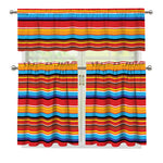 Ethnic Mexican Woven Pattern Print 3 Piece Kitchen Curtains