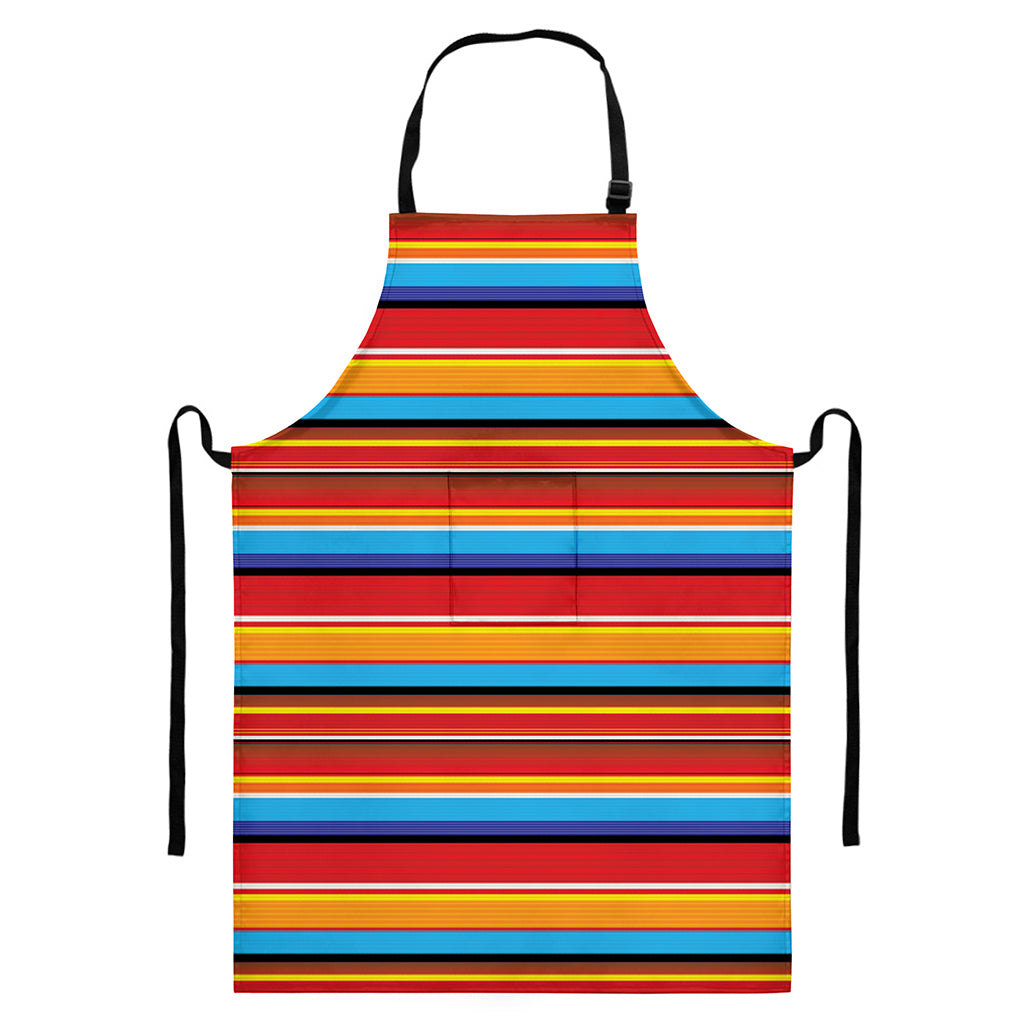Ethnic Mexican Woven Pattern Print Bib Apron With Pocket