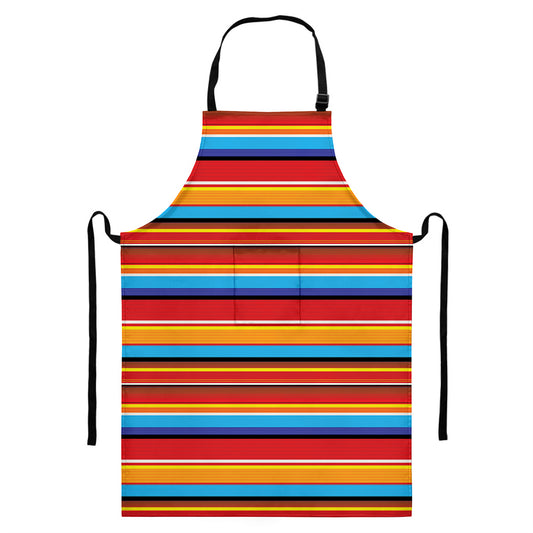 Ethnic Mexican Woven Pattern Print Bib Apron With Pocket