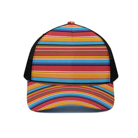 Ethnic Mexican Woven Pattern Print Black Mesh Trucker Cap